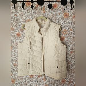 Charter Club Cream Quilted Vest with High Collar
